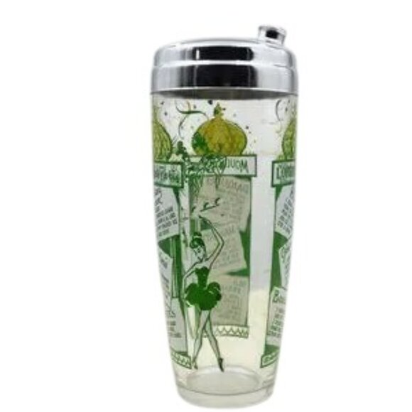MCM Vintage B.A.R Associates Graphic Cocktail Shaker with Drink Recipes Barware - Picture 3 of 7